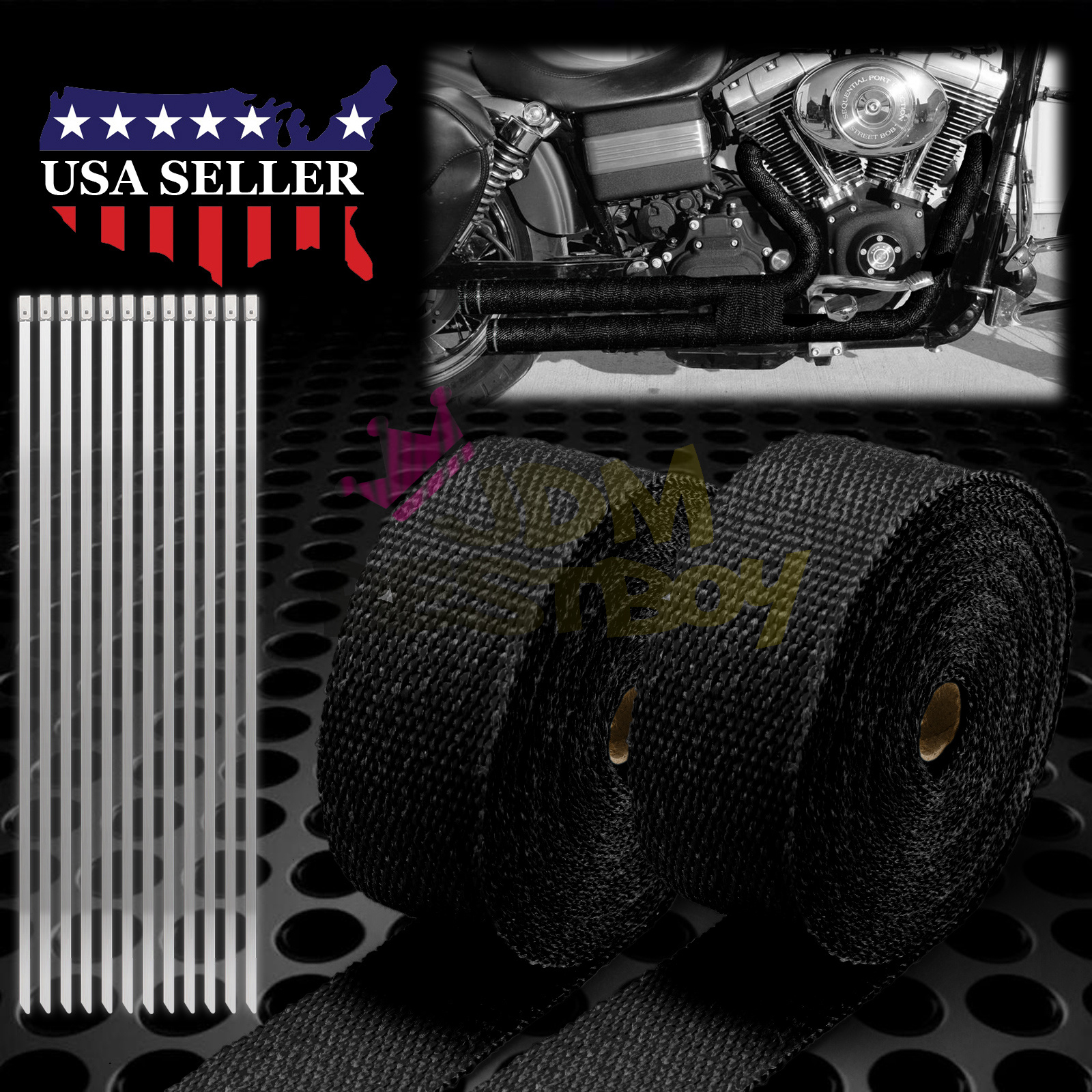 2 Roll x 2/" 50FT Green Exhaust Wrap Header Manifold Fiberglass Heat Wrap Tape