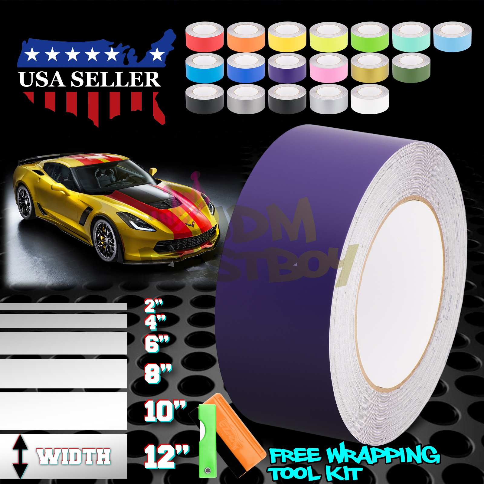 20FT Matte Color Racing Stripes Vinyl Wrap Decal For Mini Cooper Stripe 10FT