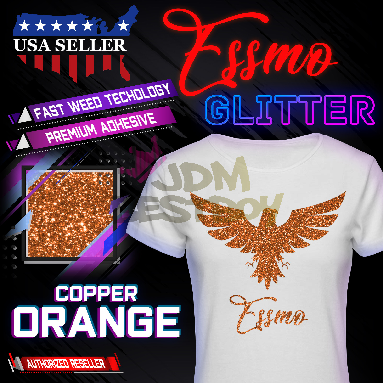 Copper Orange Glitter Heat Transfer Vinyl HTV T-Shirt 20/" Iron Heat Press DG10