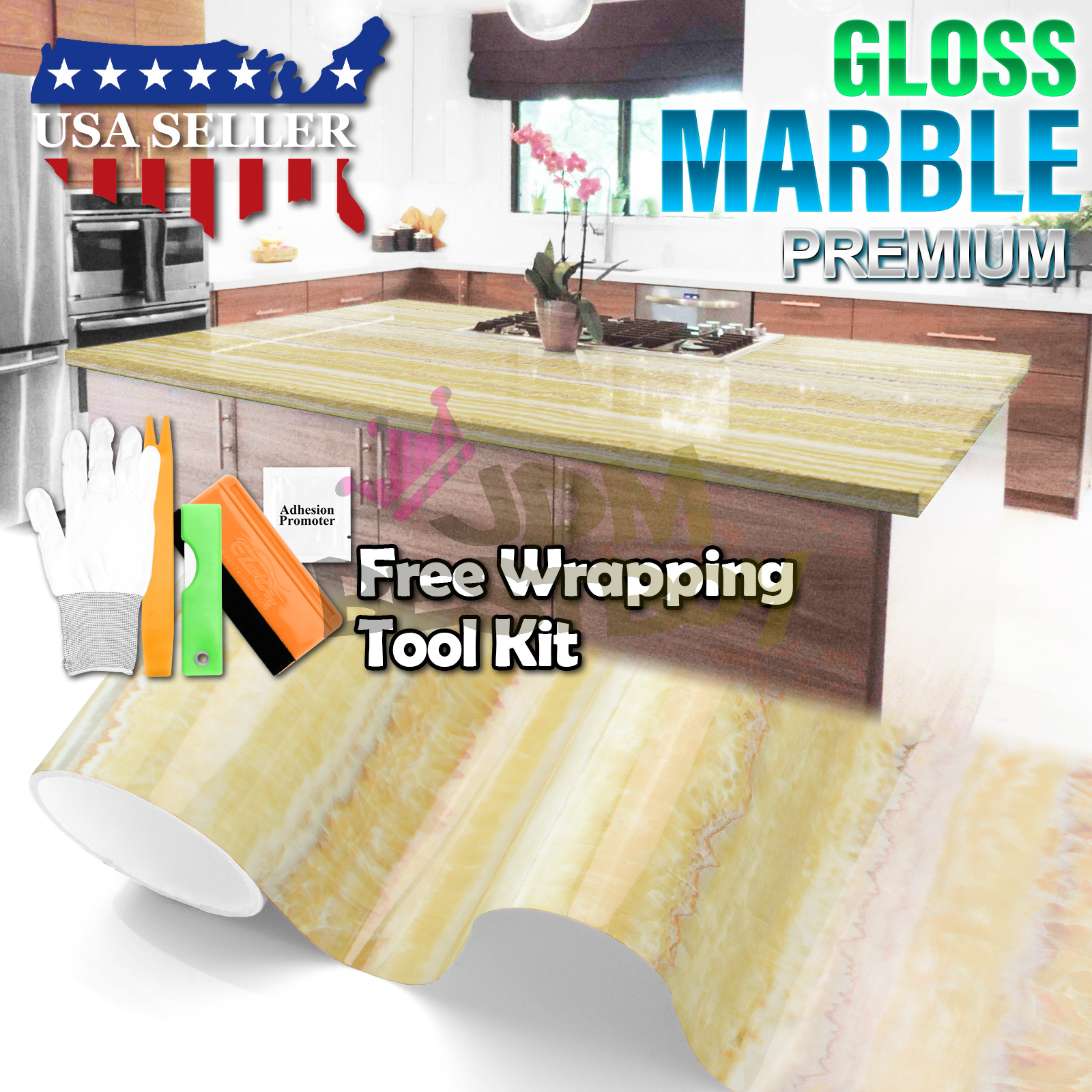 *Premium Gloss White Marble Granite Look Vinyl Contact Paper Home Kitchen #6702