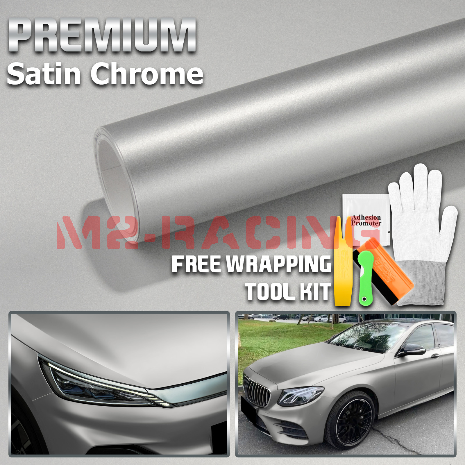 AUTOGOODY 84"x60" Silver Brushed Aluminum Vinyl Wrap – Bubble Free For Cars