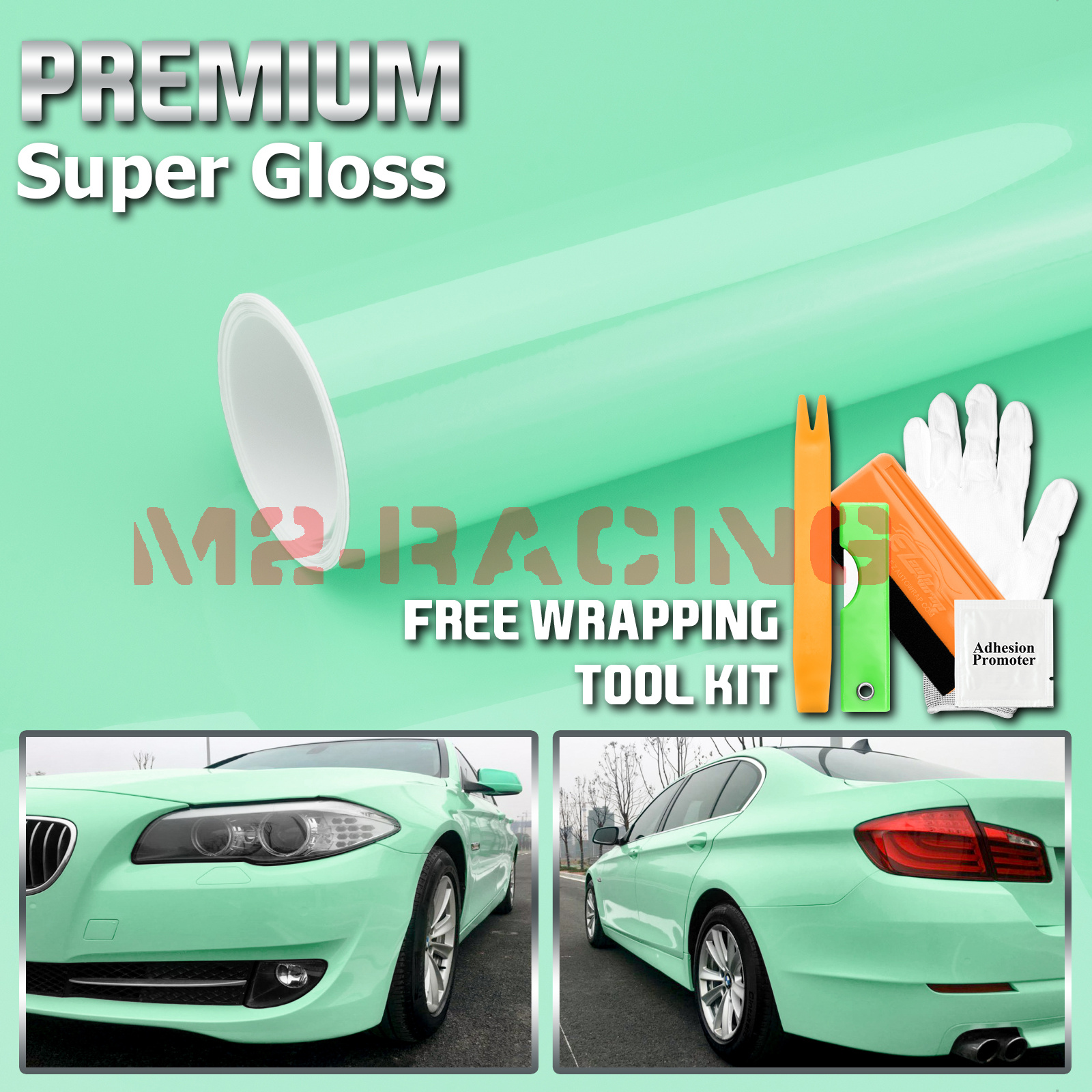 5ftx8ft Premium Super Gloss Glossy Seafoam Green Car Vinyl Wrap Sticker Decal Ebay