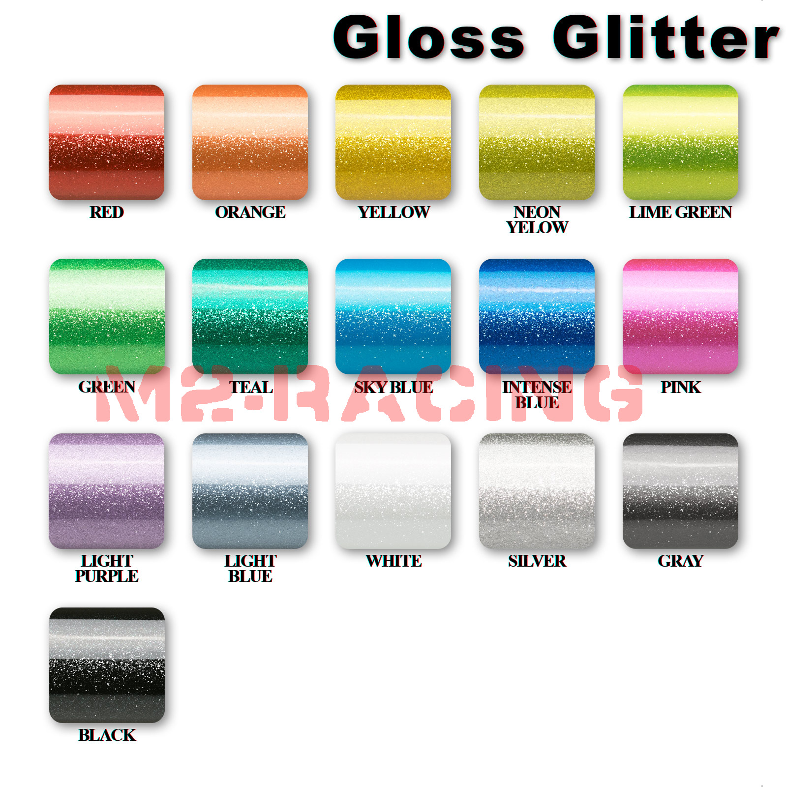 【Gloss Glitter】 Metallic Sparkle Vinyl Wrap Sticker Film Bubble Free