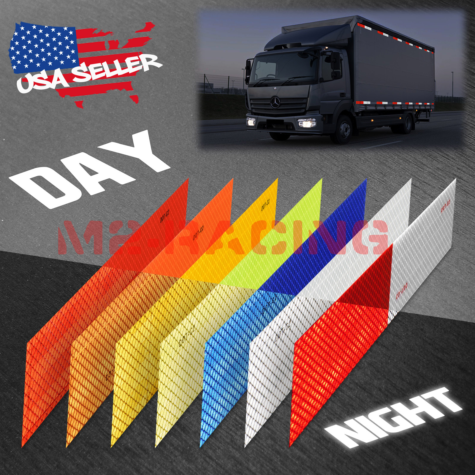 White DOT-C2 Conspicuity Reflective Tape Strip 1 Foot Safety Warning Trailer RV