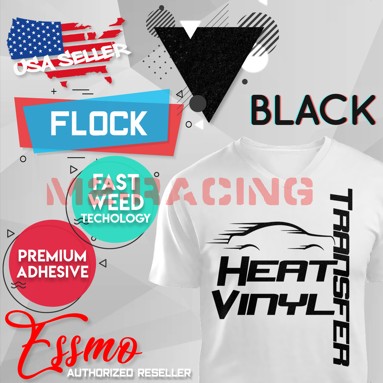 Black Flock Heat Transfer Vinyl HTV T-Shirt 20/" Roll Iron On Heat Press