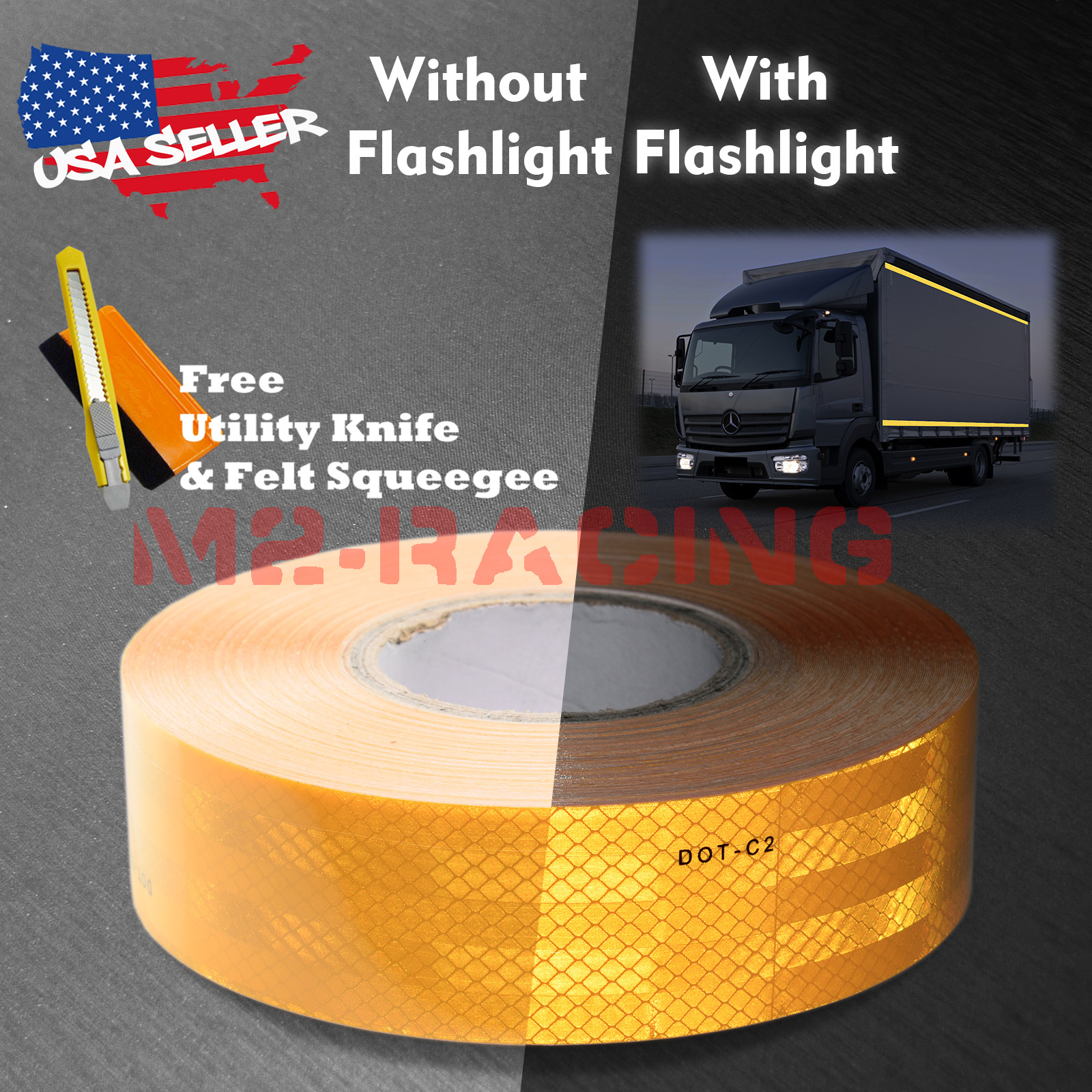 *Neon Yellow 2/"x150/' Reflective Safety Tape DOT-C2 Warning Trailer Conspicuity