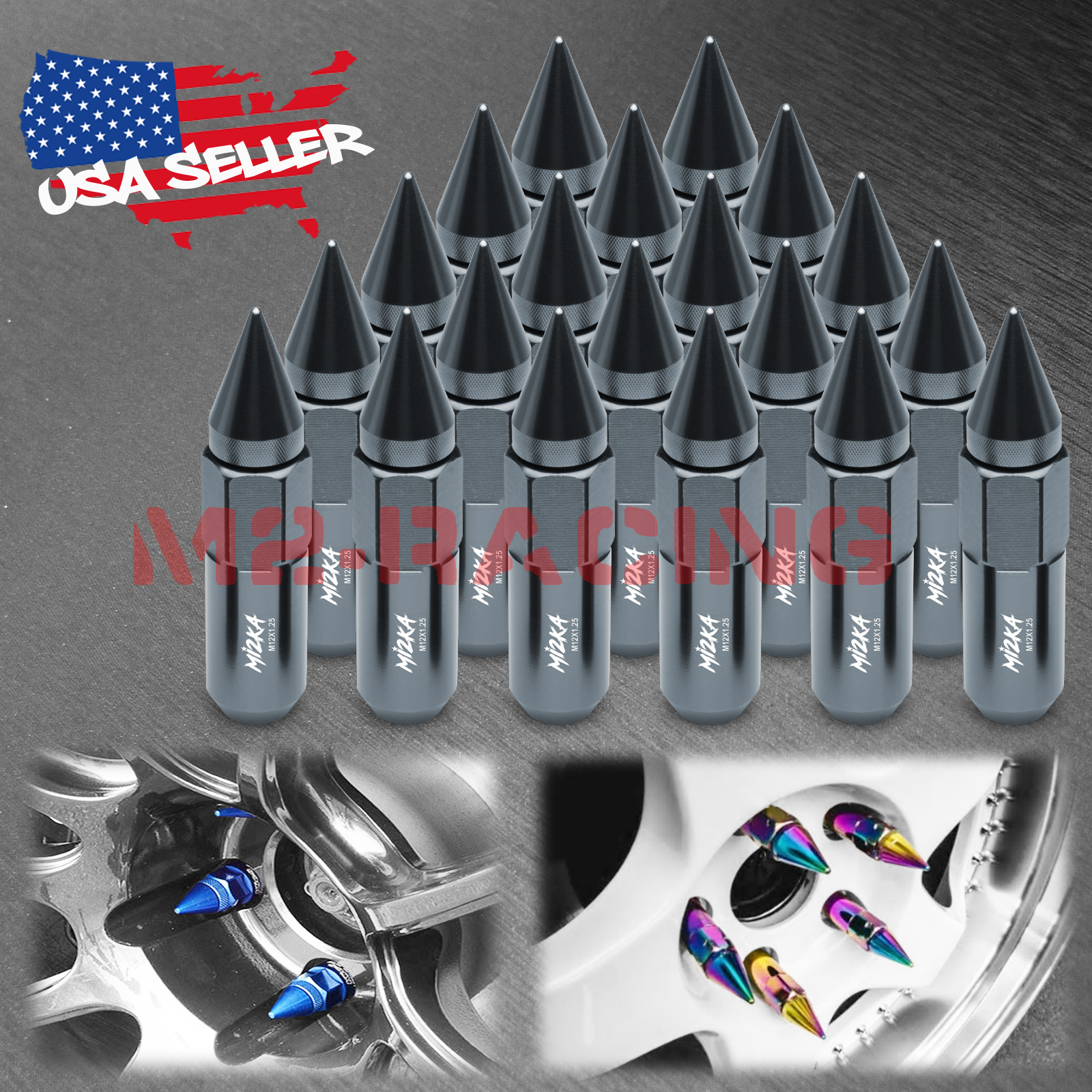 Gunmetal 20 PCS M12x1.25 Spiked Extended Lug Nuts For Nissan Altima 370z 350z eBay