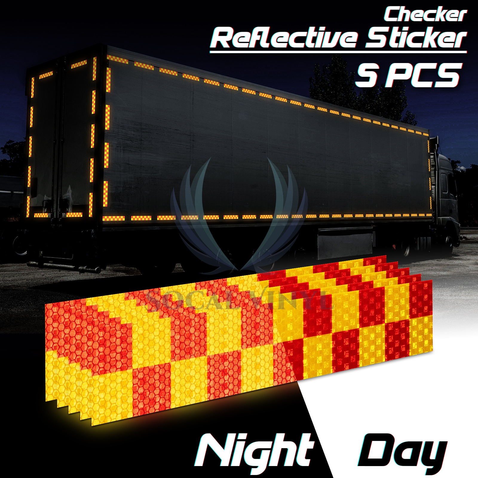 Red Golden Yellow DOT-C2 Conspicuity Checker Reflective Tape Stripe 1Foot Safety