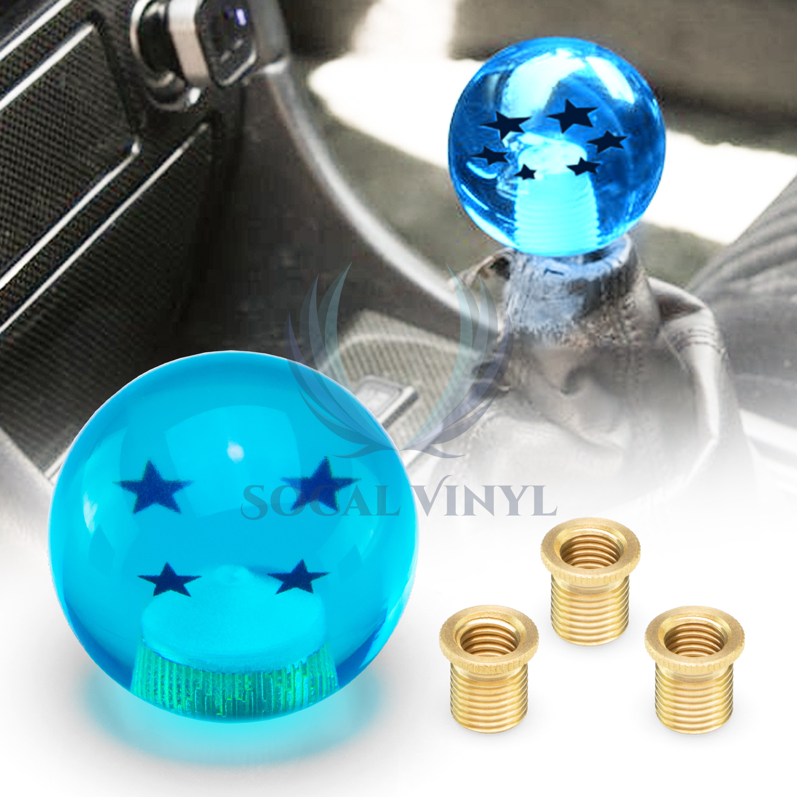 Blue Dragon Ball Shift Knob with Adapter Universal Manual Transmission