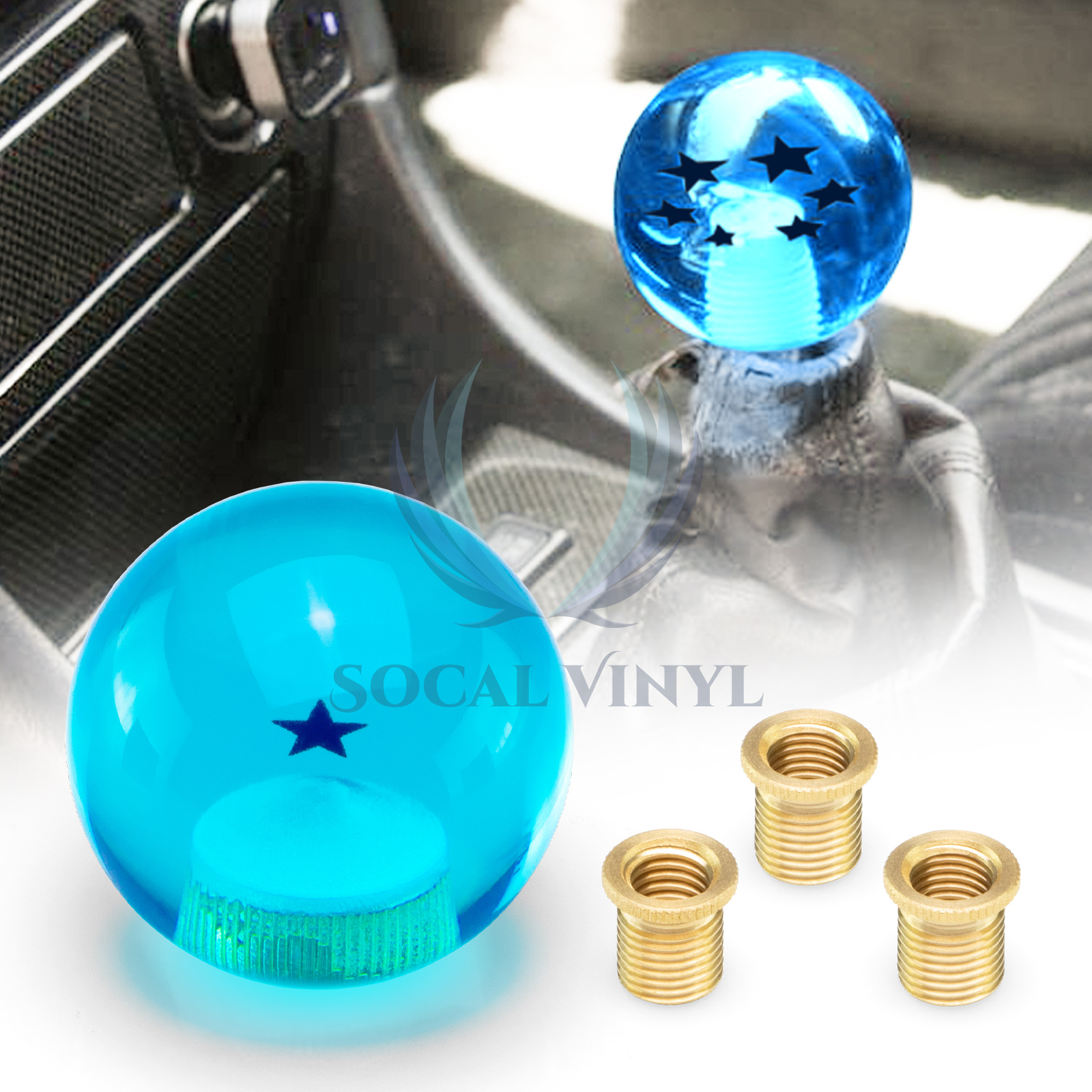 Blue Dragon Ball Shift Knob with Adapter Universal Manual Transmission