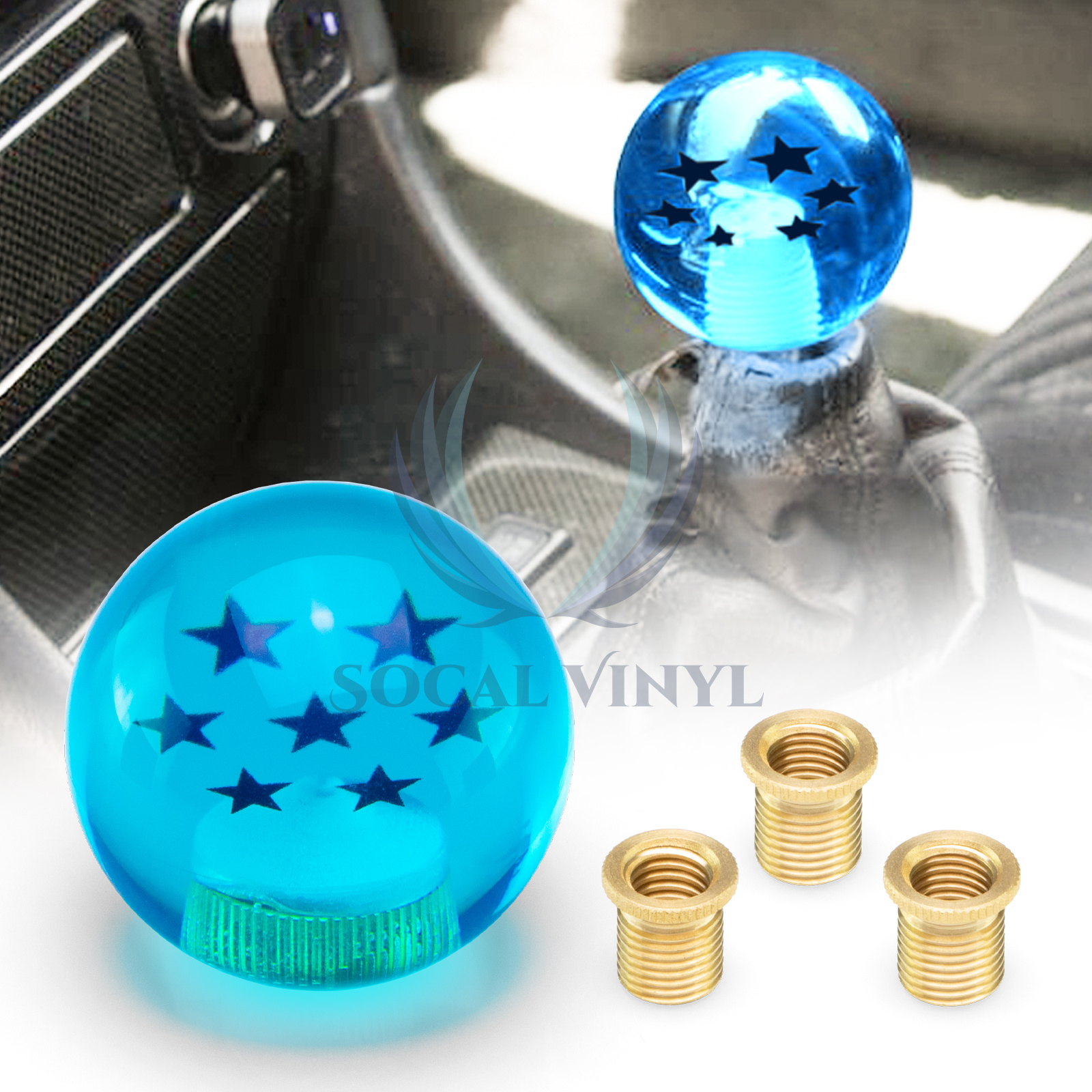 Blue Dragon Ball Shift Knob with Adapter Universal Manual Transmission