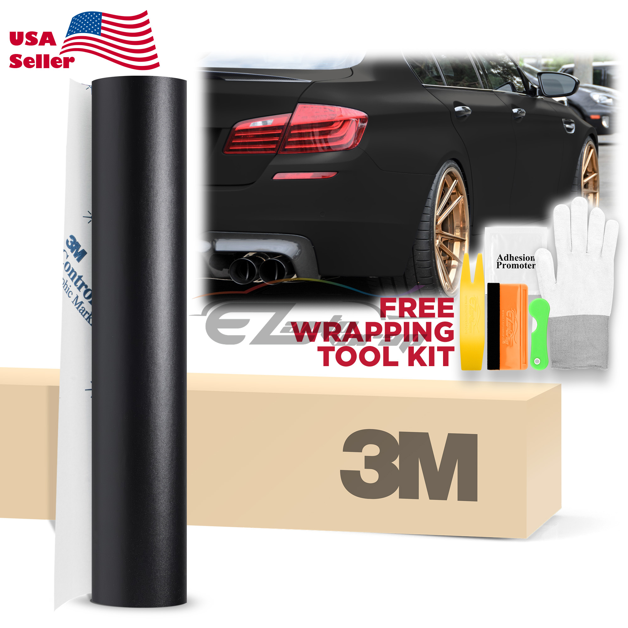 Genuine 3M Matte Black Vinyl Wrap Car Auto Sticker Film Decal 
