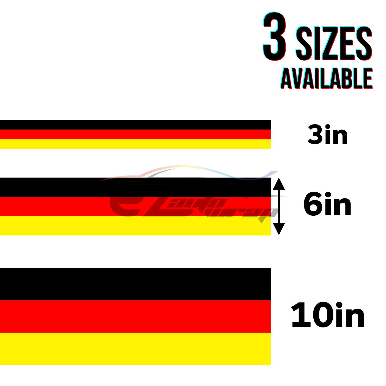 German Flag Racing Stripe Car Sticker Decal For Exterior Hood Roof Air
