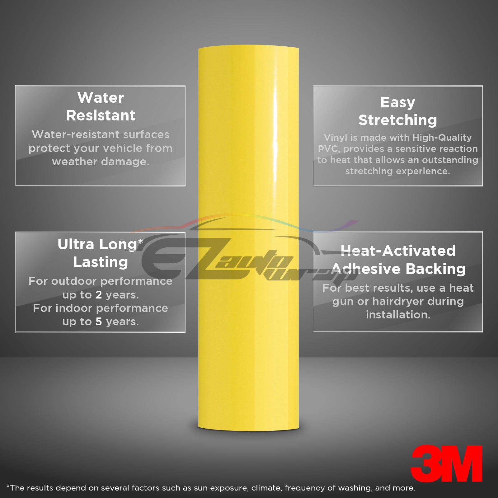 Genuine 3M 2080 G15 Gloss Bright Yellow Vinyl Wrap Vehicle Film