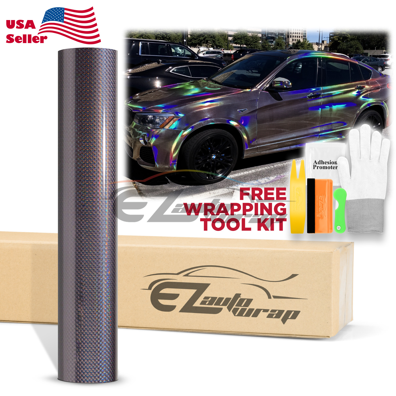 Holographic Prism Laser Flip Black Rainbow Chrome Vinyl Wrap