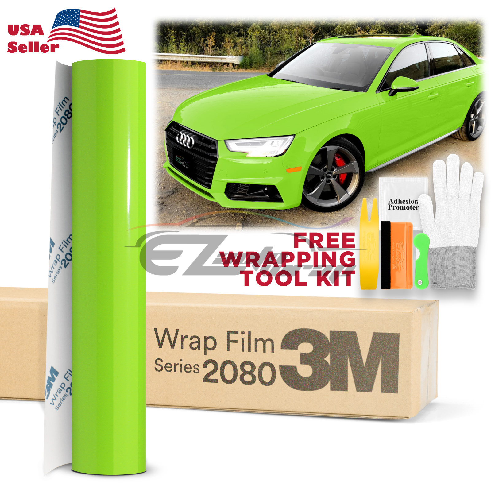 Genuine 3M 2080 Series G16 Gloss Light Green Vinyl Wrap Vehicle