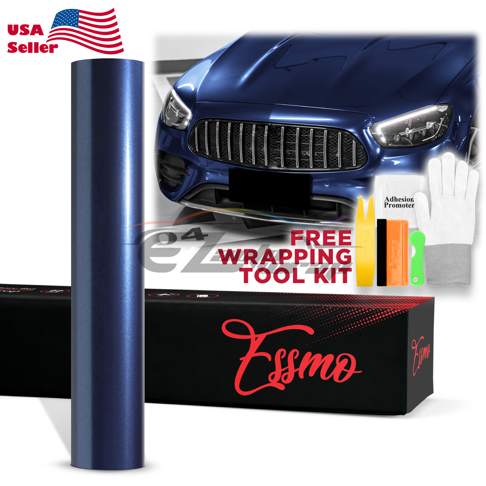 ESSMO PET Super Gloss Metallic Midnight Blue Vehicle Vinyl Wrap