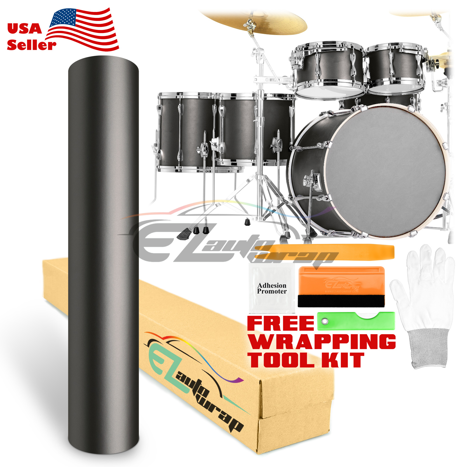 Drum Wrap Vinyl Kit Satin Chrome For Snare Kick Bass Tom WMP Shell Skin Sticker eBay