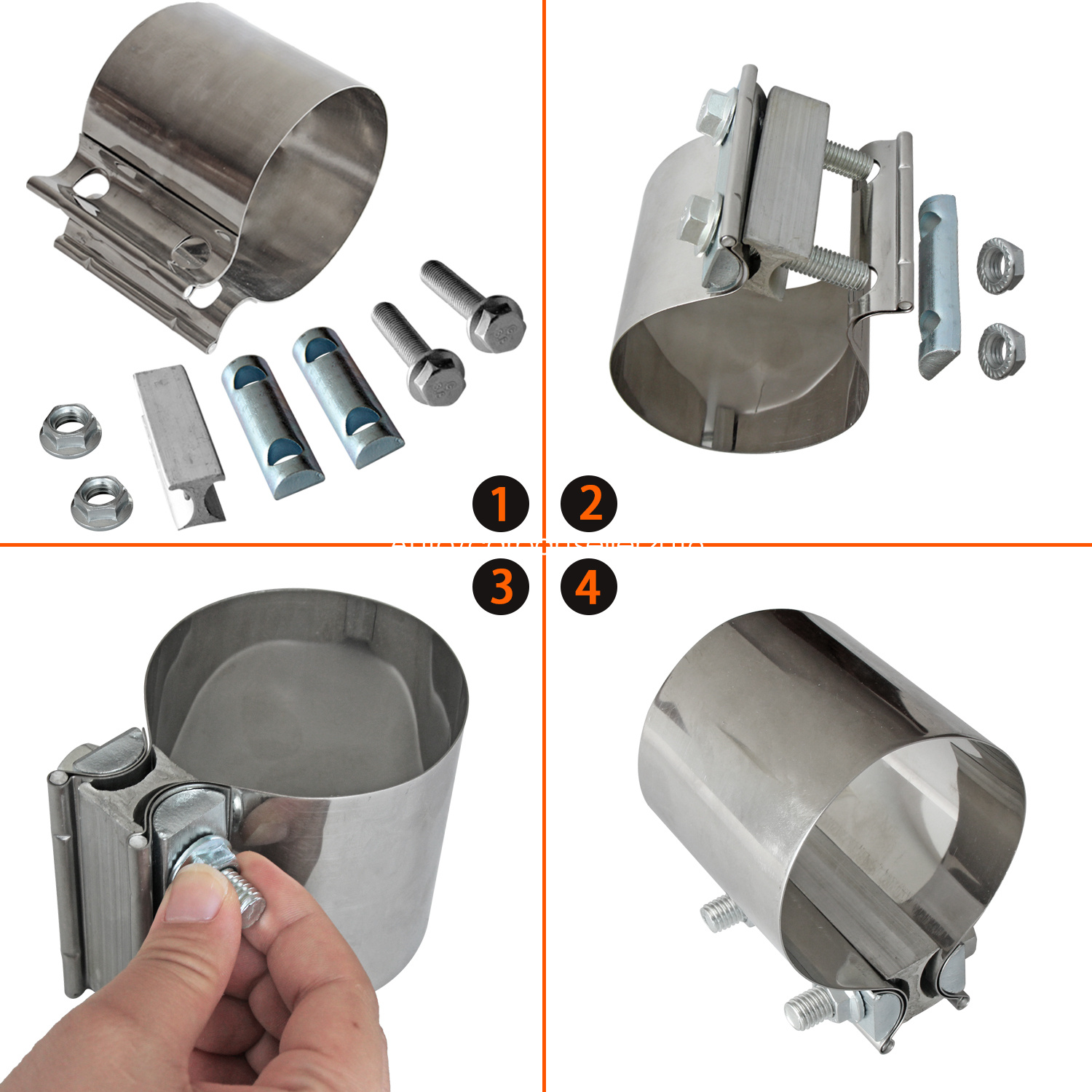 2PCS 3" BAND CLAMP EXHAUST SLEEVE 3INCH EXHAUST CLAMP STAINLESS BUTT JOINT eBay