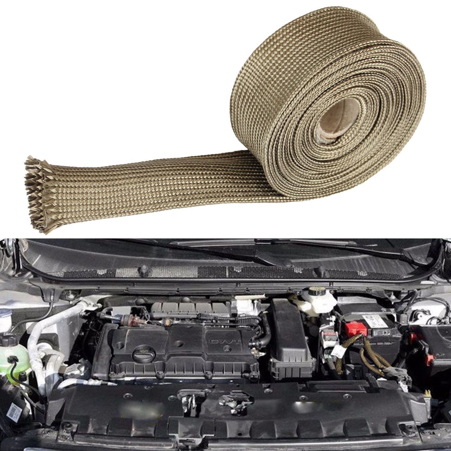 1 ID X 10 Adjustable Titanium Exhaust Heat Shield Spark Plug Wire Heat Shield Roll For Car/&Auto Wire Loom Brake Line Cable line sleeve protection Titanium Fiberglass Heat Wrap Wire Shield Sleeve