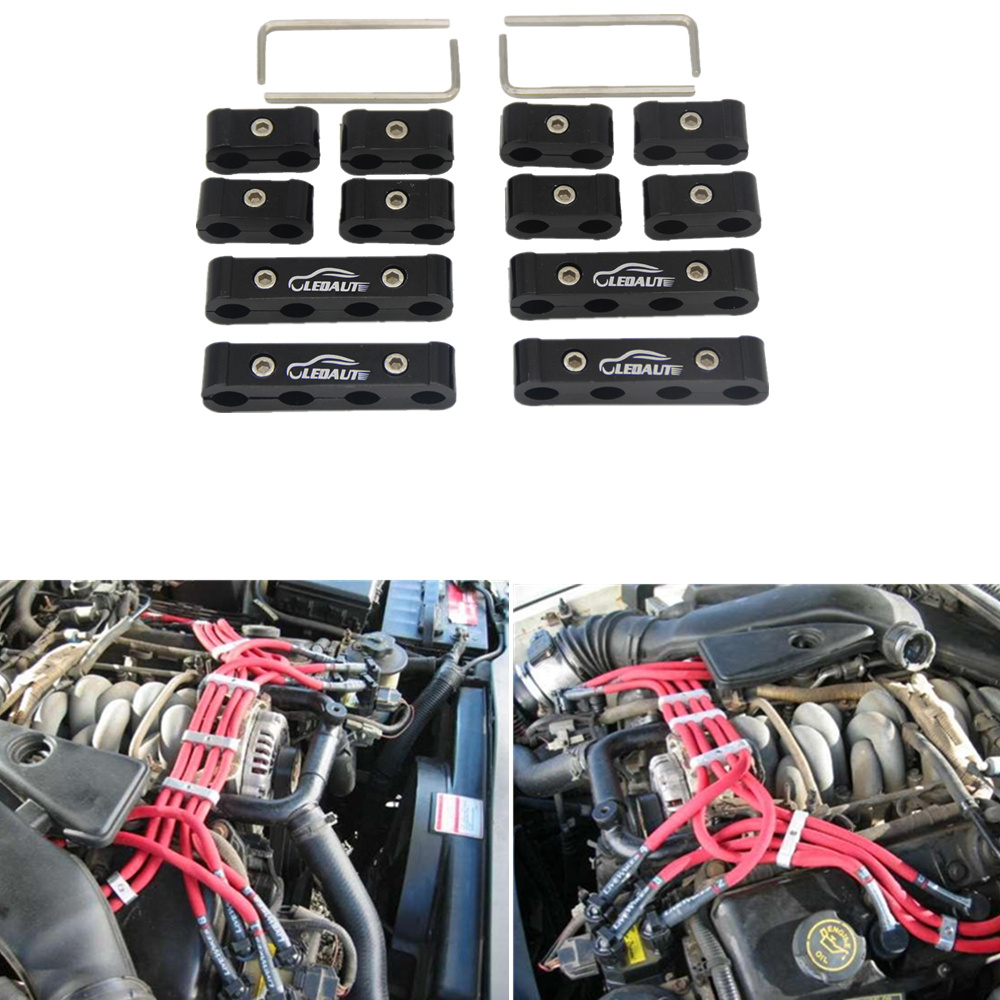 12pcs Wire Separator Engine Spark Plug Wire Separator Divider Aluminum