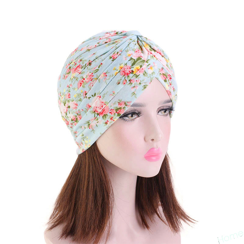 Women Head Cover Turban Floral Hat Bandana Scarf Hair Loss Head Wrap ...