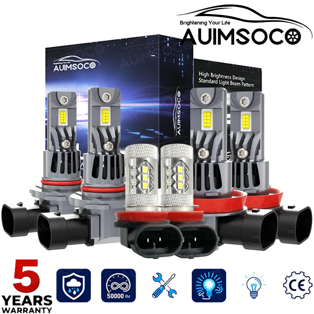 For Ram 1500 2500 3500 2019-2022 6x 9005 H11 H11 6000K LED Headlight + Fog Bulbs