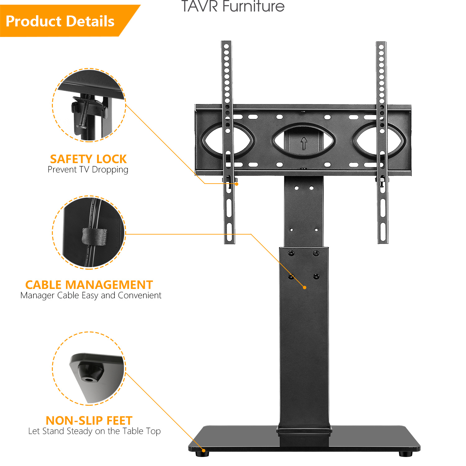 Swivel Tabletop TV Base Stand with Mount for 37 40 45 50 55 60 65 70