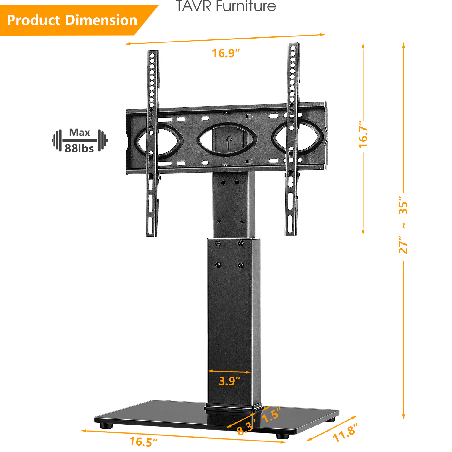 Swivel Tabletop TV Base Stand with Mount for 37 40 45 50 55 60 65 70
