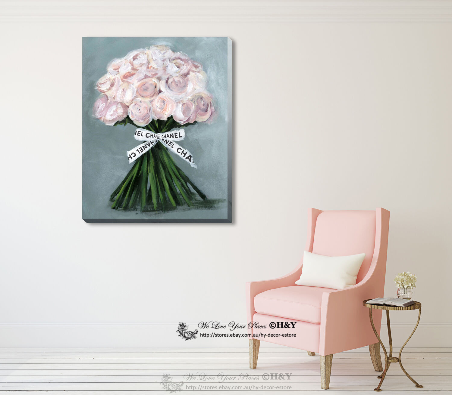 Pink Rose Fashion Stretched Canvas Print Framed Wall Art Home Decor Painting DIY