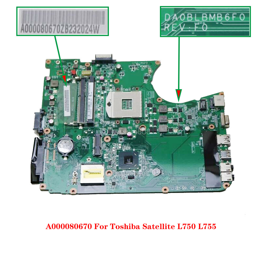 DA0BLBMB6F0 for Toshiba Satellite L750 L755 Laptop motherboard