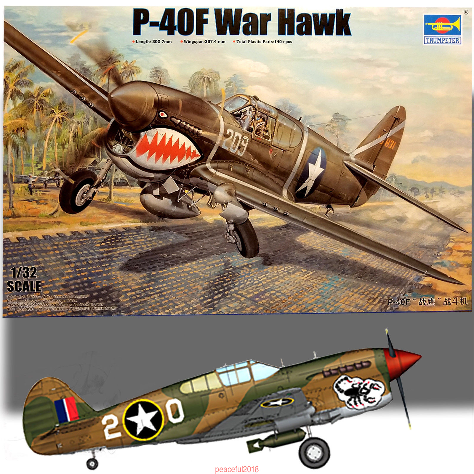 Trumpeter 03227 1/32 P-40F Warhawk Plastic Model Kit trumpeter ...