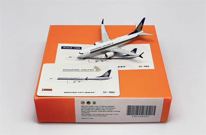 JC Wings Singapore Airlines for Boeing 737 MAX 8 9V-MBA 1/400 Aircraft Model