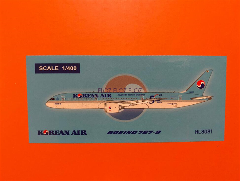 for JC Wings Korean Air for Boeing 787-9 Dreamliner HL8081 1:400