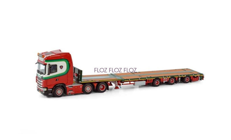 ミニカー WSI 1/50 Scania Lowloader 6ac Nooteboom WSI Scania S + Nooteboom 2 axle Euro PX Low Loader by Cranes