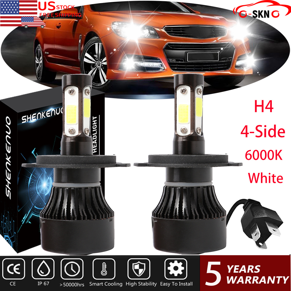 4side H4 Led Headlight Bulbs Kit 6000k For 1999 2000 Honda Civic Ek9 Hi Lo Beam Ebay