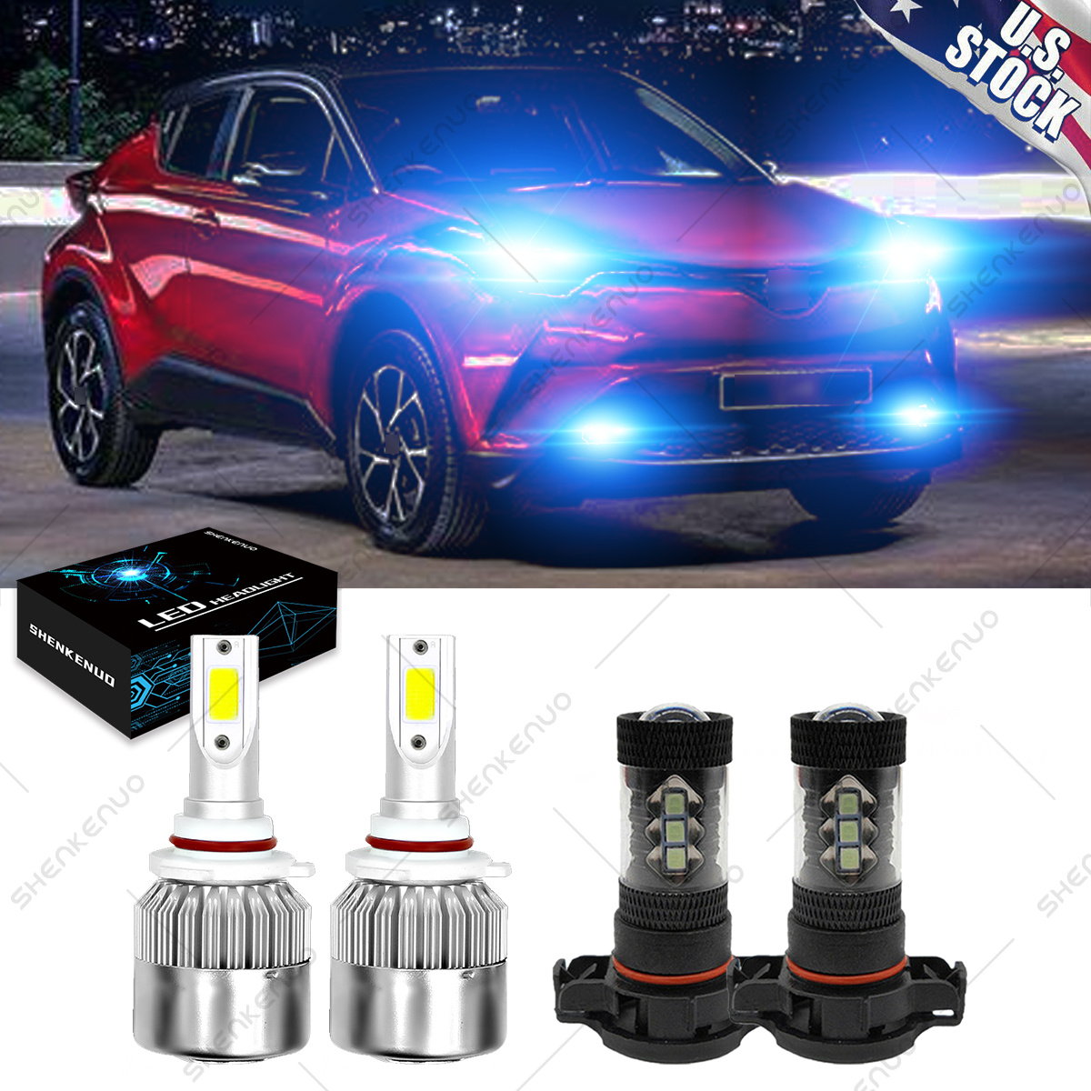 For Toyota C-HR/CHR/CH-R 2018 2019 8000K Ice Blue LED Headlight +