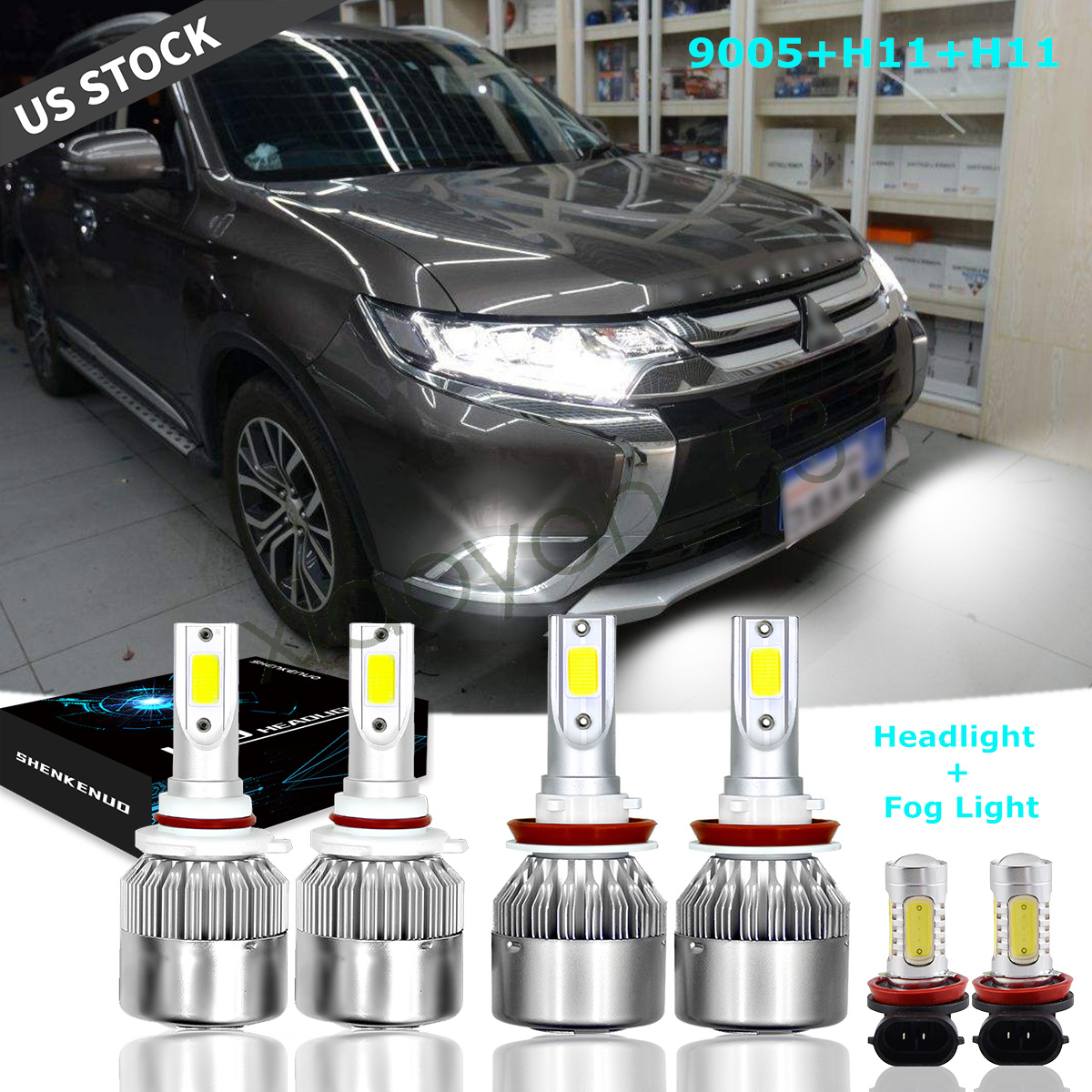 For MITSUBISHI Outlander Sport 2011-2019 6X LED Headlight+Fog Light Hi ...