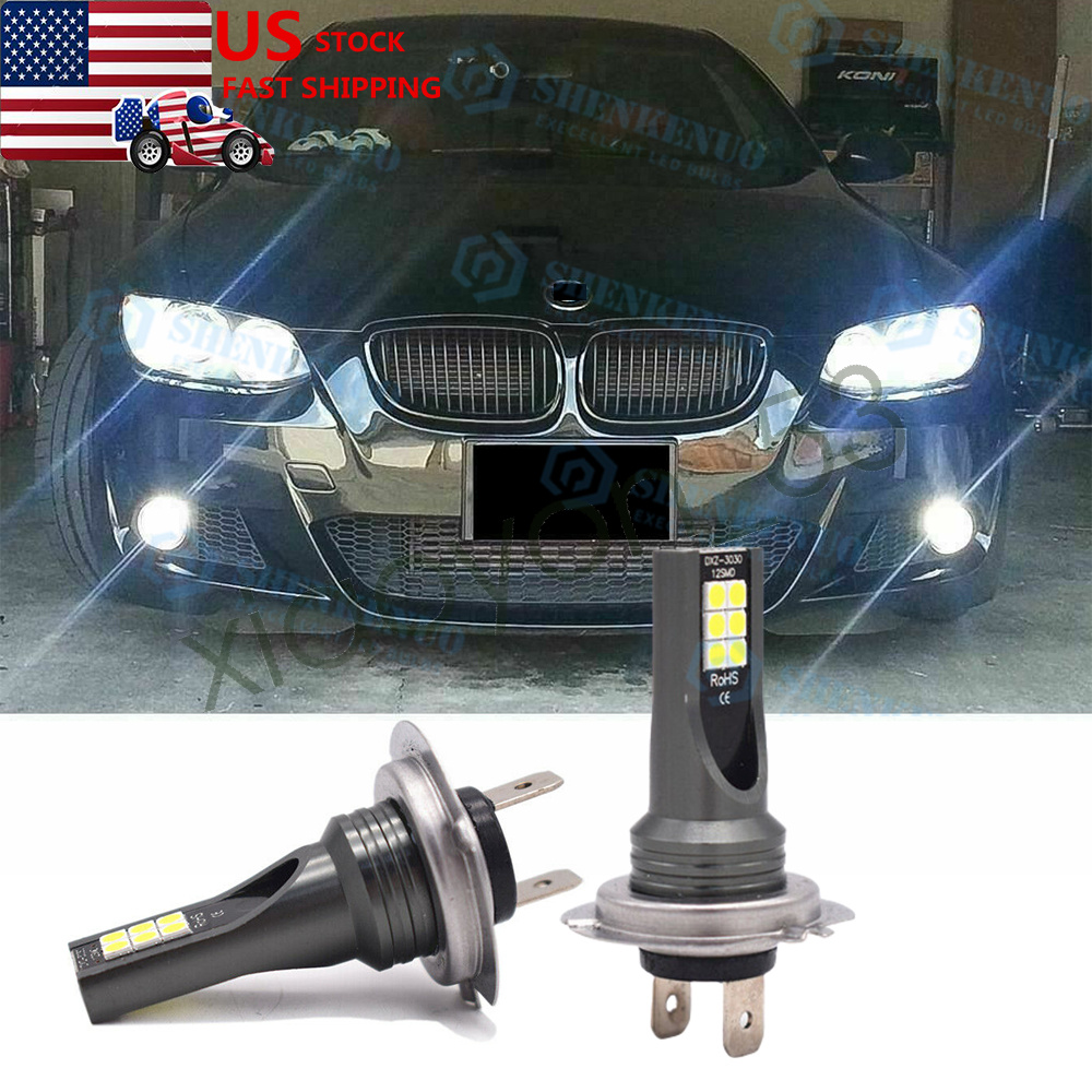 H7 Super White LED High Beam DRL Light Bulbs For BMW E46 F30 320i 330i