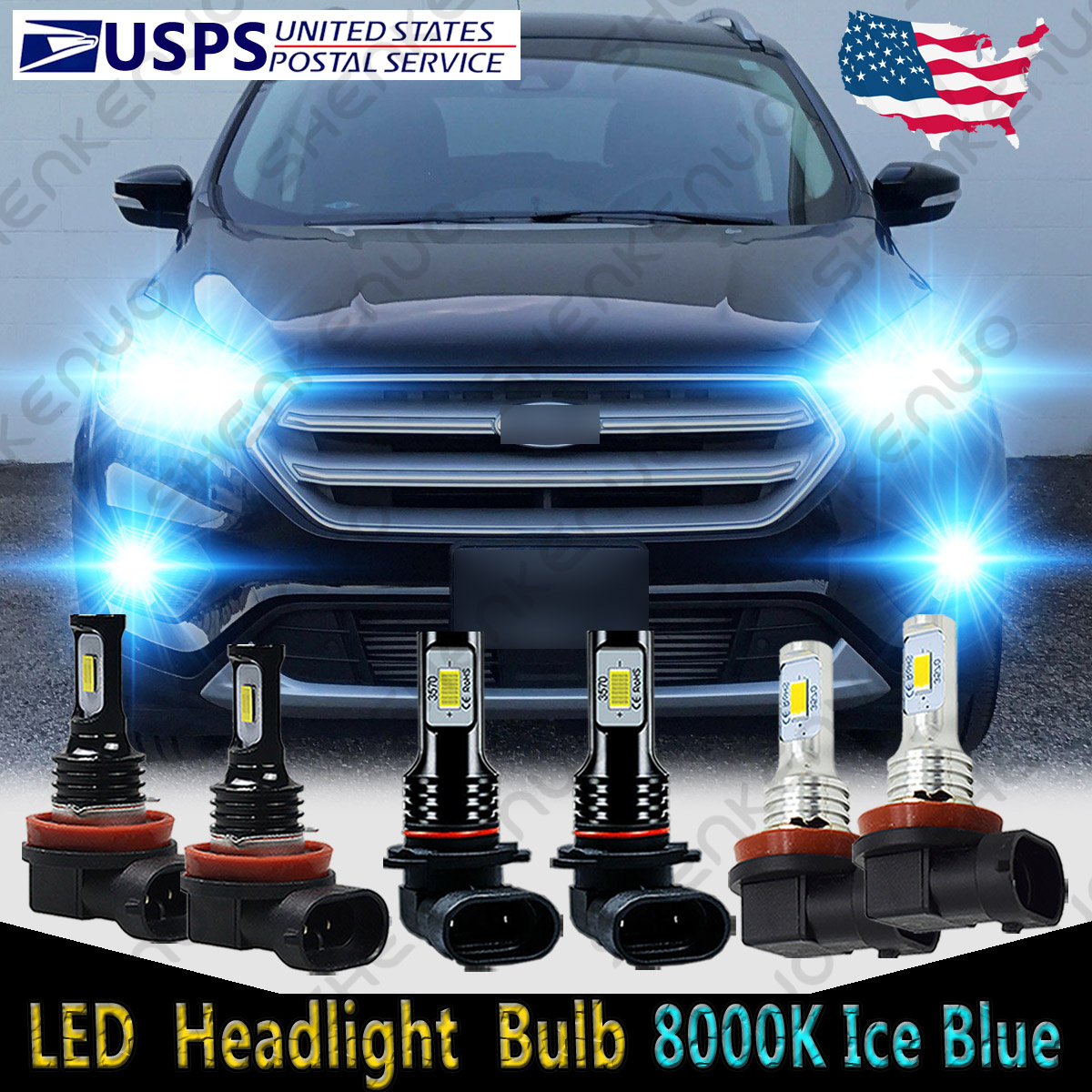 For Ford Escape 2013-2016 - 6X LED Headlight High Low Fog Light Bulbs For Ford Escape 2013-2016 - 6X LED Headlight High Low Fog Light Bulbs