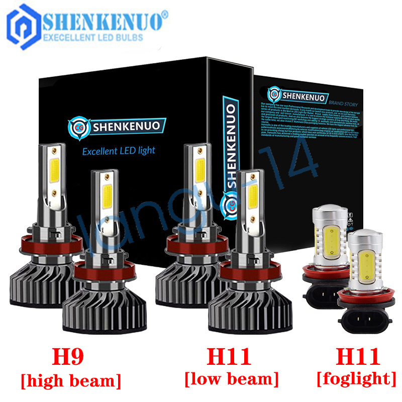 6-Piece LED Headlight & Fog Bulb Combo Kit For Jeep Grand Cherokee 2019-2020 - H11/H9/H11, 6000K 100W