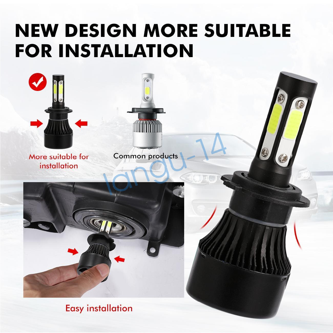 Fit For HYUNDAI Sonata 2011 2012 2013 2014 LED Headlight Bulbs H7 Low