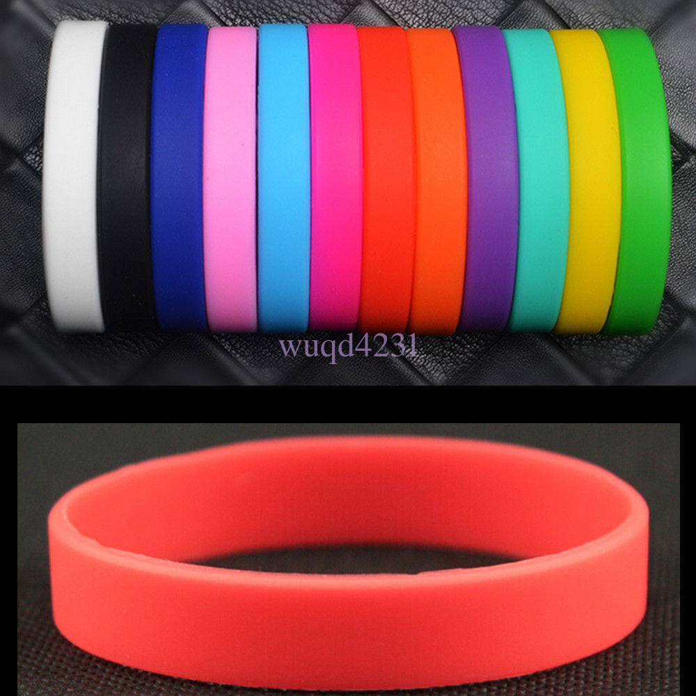 10 Silicone Rubber Elasticity Wristband Wrist Band Cuff Bracelet Bangle ...
