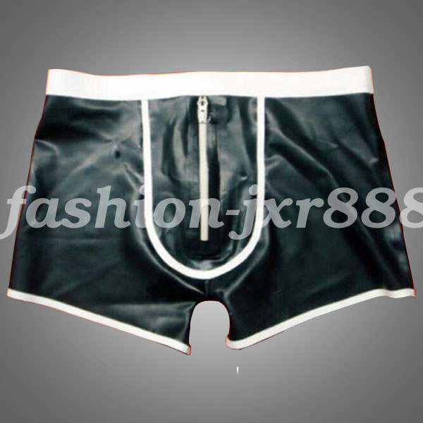 100% Pure Latex Boxer Shorts Men White Waist Underwear 0.4mm Rubber Size S-XXL