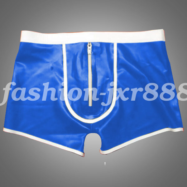 100/% Pure Latex Boxer Shorts Men White Waist Underwear 0.4mm Rubber Size S-XXL