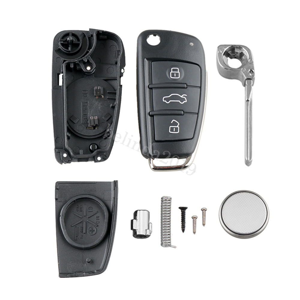 For AUDI A3 A4 A6 Q7 TT 3 Button Remote Key Fob Case Repair Kit + Battery CR2032 eBay