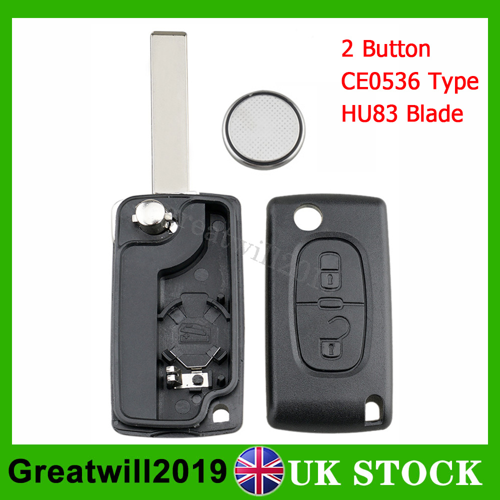2 Button Flip Key Fob Case Shell Battery Replacement For PEUGEOT 207