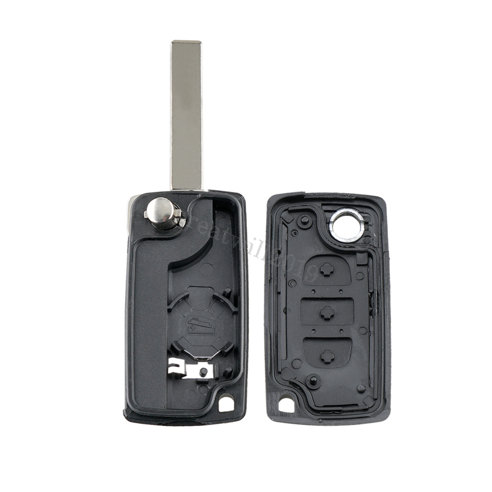 3 Button CE0536 Flip Key Case Fob & CR1620 Battery For Peugeot 207 308