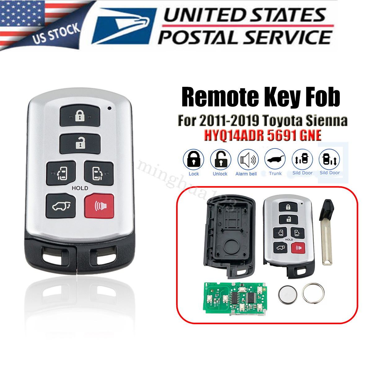 For 20112019 Toyota Sienna Van Keyless Entry Smart Prox Remote Key Fob