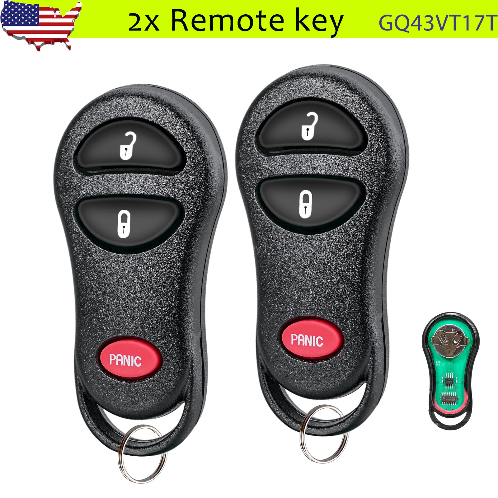 2-Pack Key Fob Remote For Dodge Ram/Chrysler/Plymouth - Compatible With GQ43VT17T, 04686481 (1999-2005 Models) - View #5